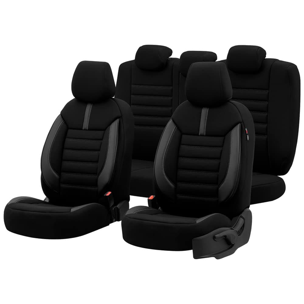 🔥 Angebot: Universelle Stoff/Leder Sitzbezüge 'Limited' Schwarz + Graue Nähten