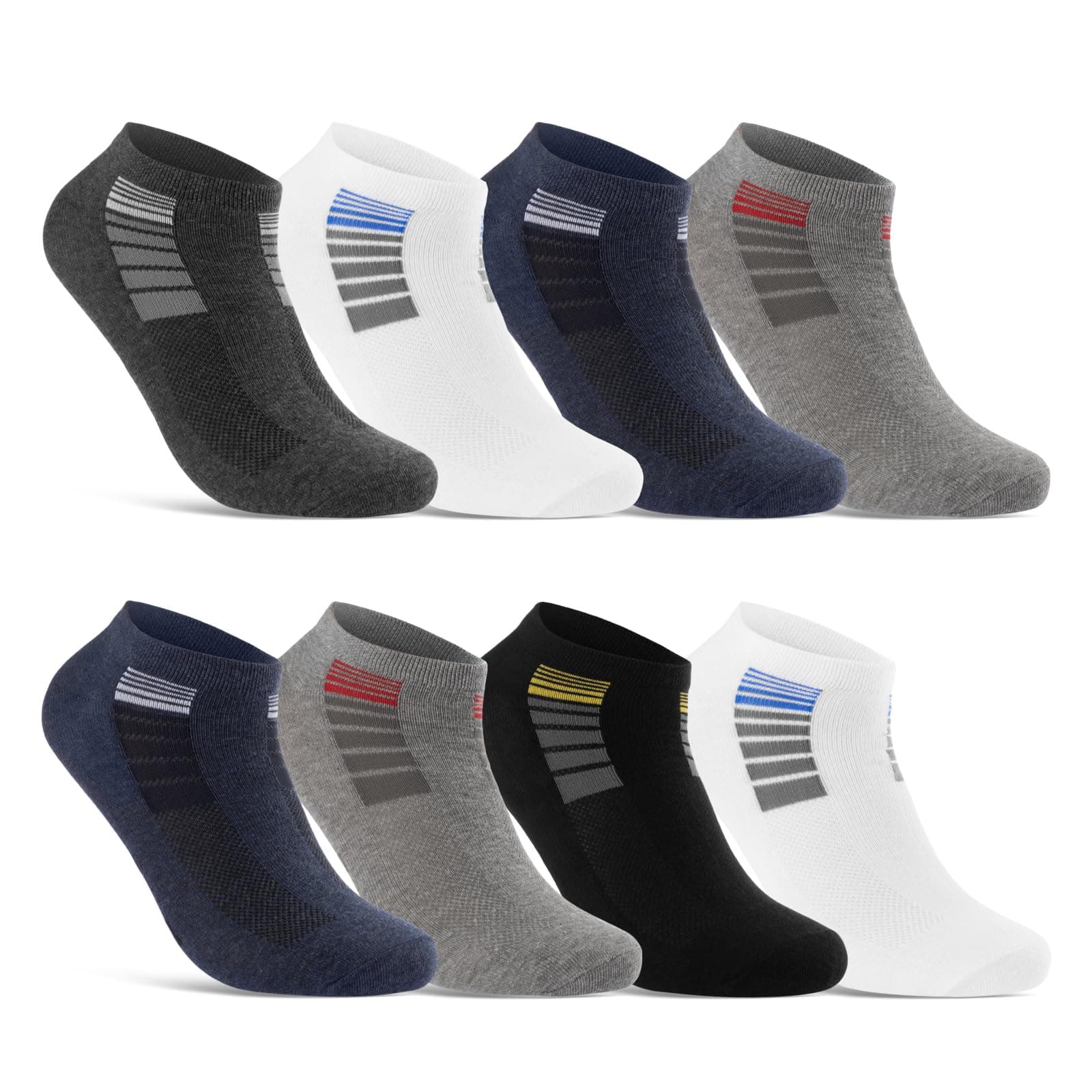 😎 8 | 12 | 20 Paar Sneaker Socken Herren Mehrfarbig Baumwolle 43-46 8 Paar | Mix 2 😎