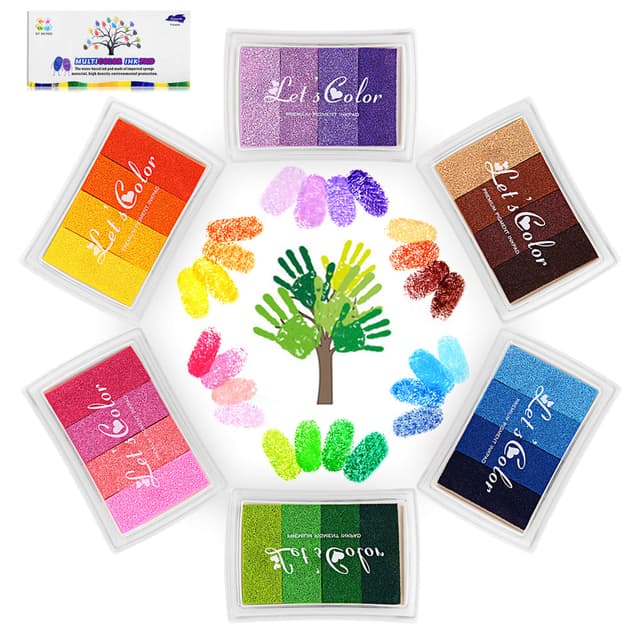 🎨 Funxim 24 Farben Stempelkissen Set - Fingerabdruck Stempelkissen für Kinder