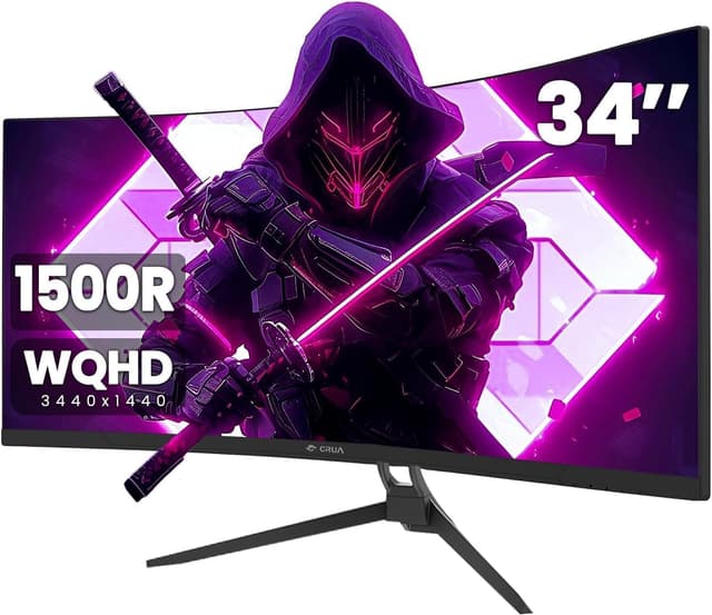 CRUA 34 Zoll UltraWide Curved Gaming Monitor, WQHD 3440x1440, 165Hz 🎮🖥️