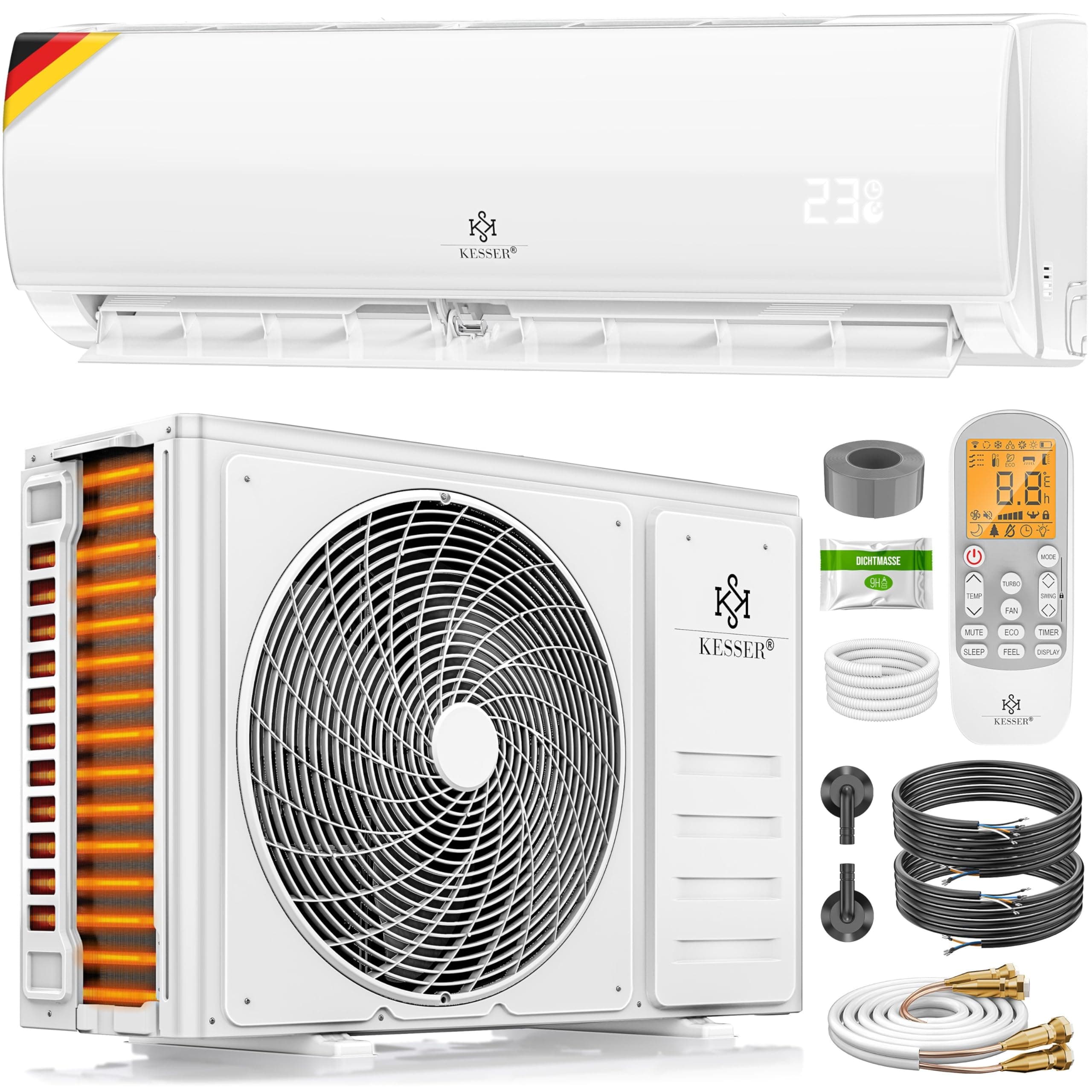 🌬️🌡️ KESSER® Split Klimaanlage Set Quick Connect 12000 BTU 3,4 kW – WiFi & App Klimagerät 🏠