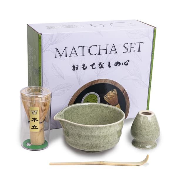 🍵🌿 Hochwertiges Matcha-Zubehör Set - 4 Stück Matcha-Schale und Schneebesen