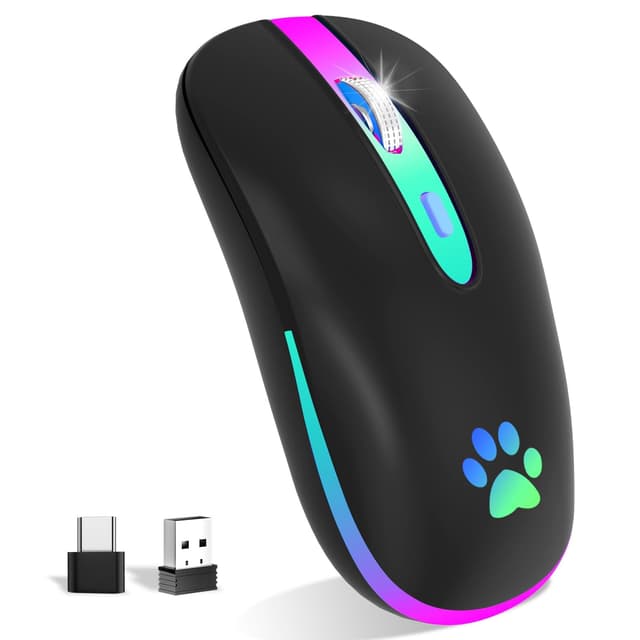 🖱️ KBCASE Maus Kabellos 2,4 GHz-USB Funkmaus mit LED-Licht 🌈