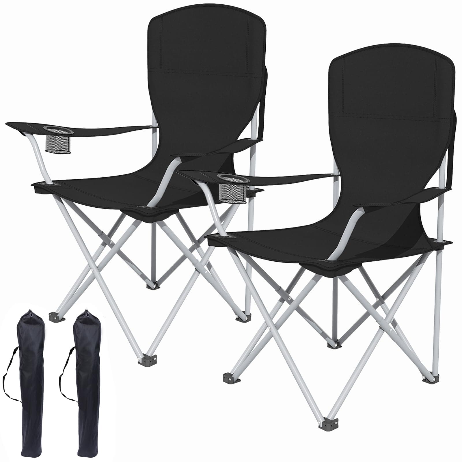 🏕️🪑 AMHANCIBLE Campingstuhl Faltbar 2er Set, Angelstuhl Klappbar mit Getränkehalter