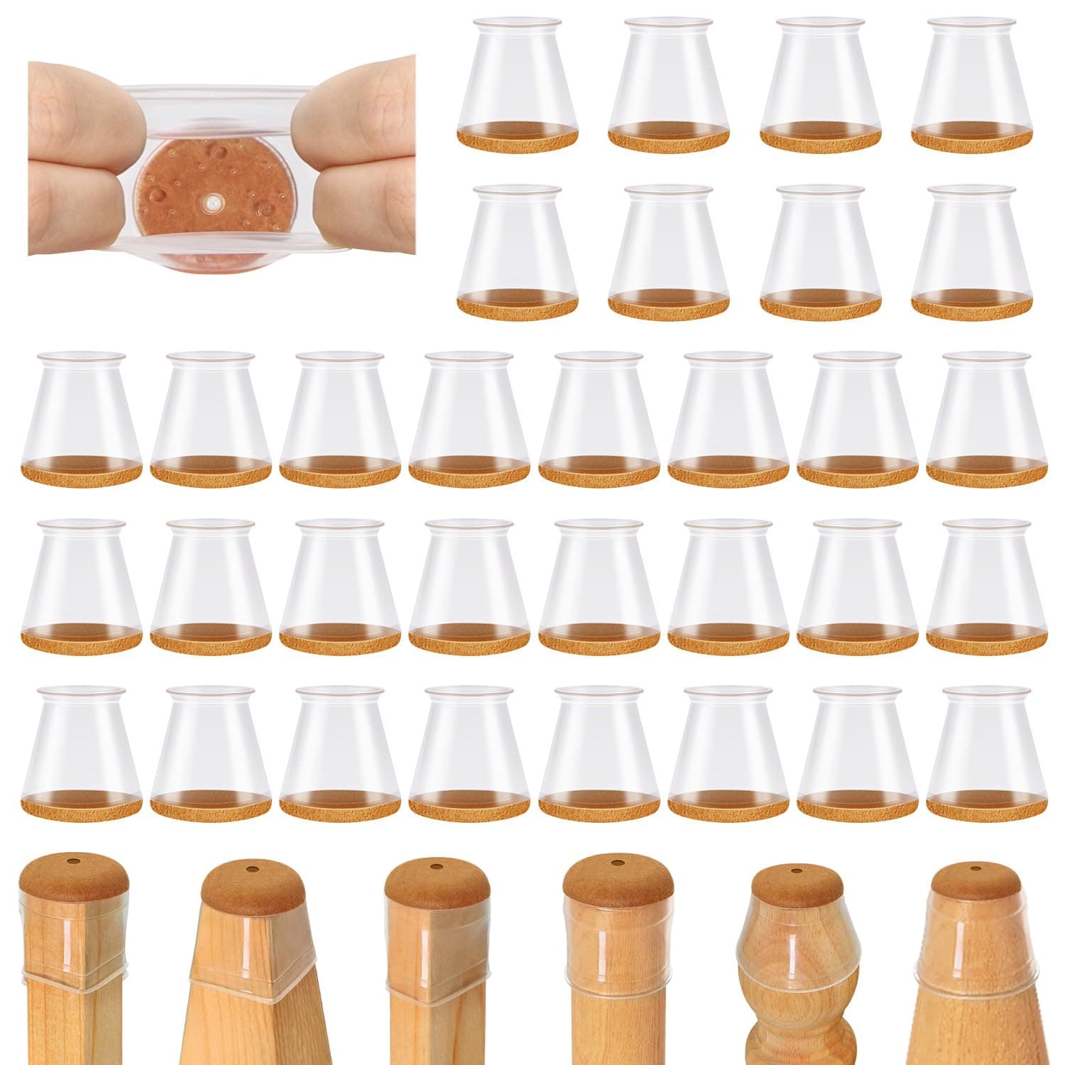 🛋️🔥 Super Deal! 32 Stück Schutzkappen für Stuhlbeine mit Filz & Silikon | Möbelgleiter für Hartholzböden - Universal XS - 32 Stück
