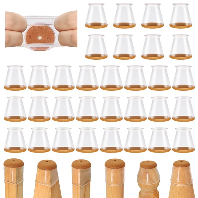 🛋️🔥 Super Deal! 32 Stück Schutzkappen für Stuhlbeine mit Filz & Silikon | Möbelgleiter für Hartholzböden - Universal XS - 32 Stück