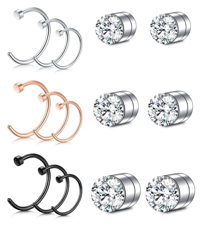 👃💍👂 15 Stück Fake Nasenringe & Nasenpiercings Set