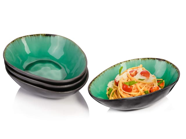 🍝🌴 Sänger | Pastaschalen Set Palm Beach aus Steingut, 4 tlg. | PREMIUM COLLECTION