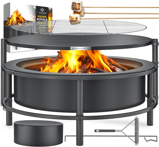 KESSER® Feuerschale mit Grillrost Ø65cm Feuerkorb 0,6mm Kaltveredelter Stahl 🔥🌿