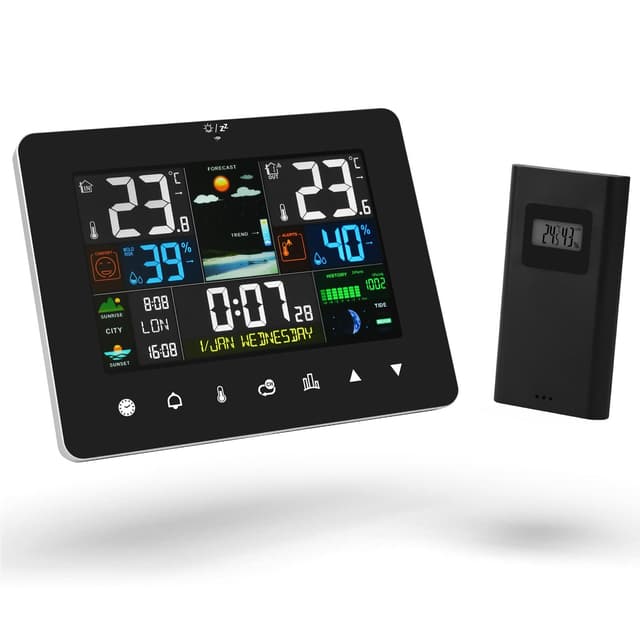 OFFCUP Wetterstation Funk mit Außensensor - Angebot mit Farbdisplay 🌦️🌡️⏰