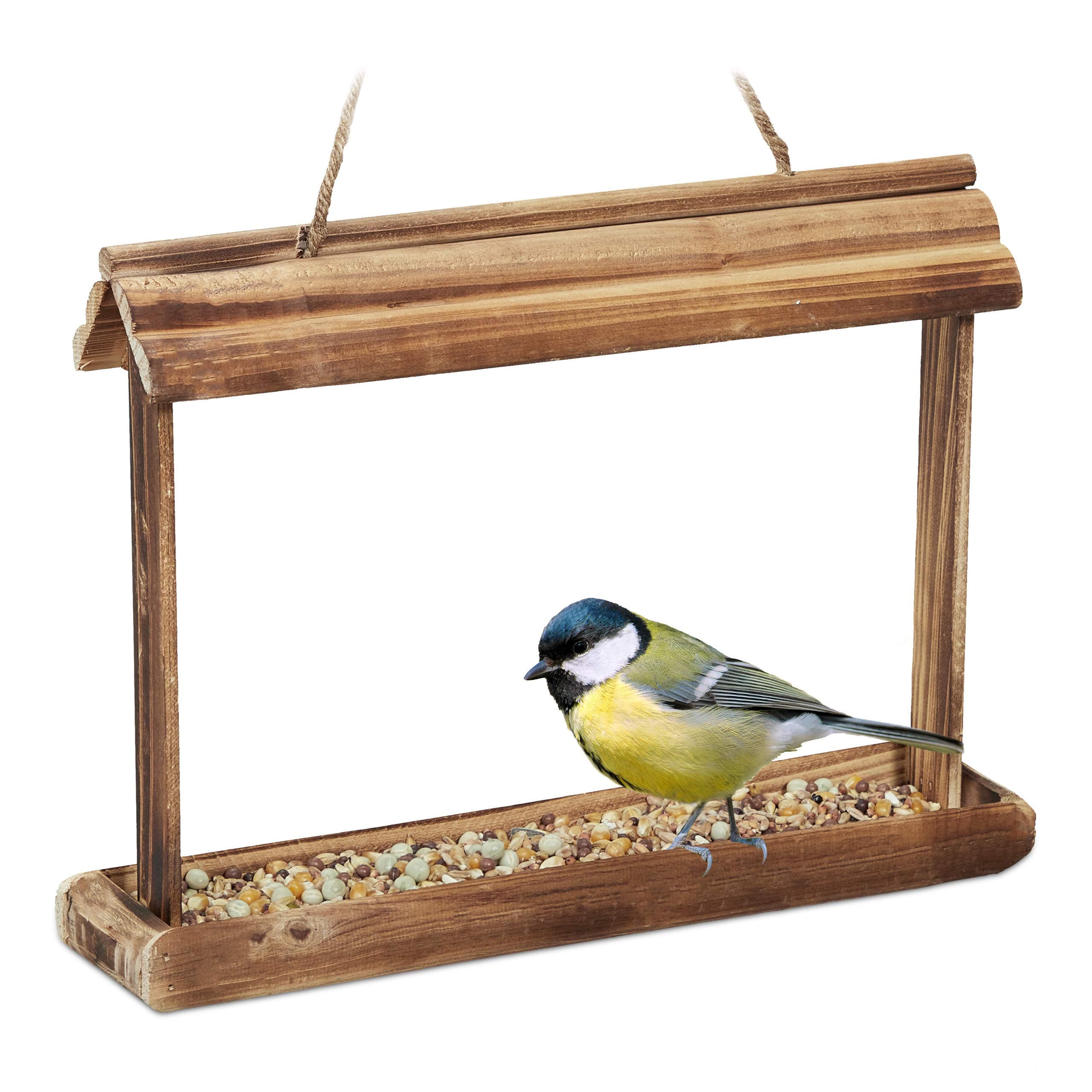 🦜🏡 Relaxdays Vogelfutterhaus Holz zum Aufhängen 🌿 Garten Vogelfutterspender