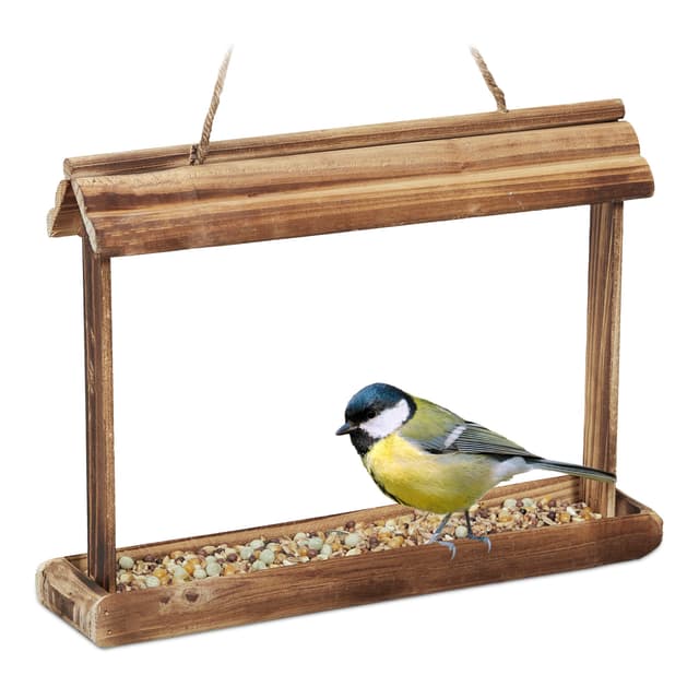 🦜🏡 Relaxdays Vogelfutterhaus Holz zum Aufhängen 🌿 Garten Vogelfutterspender