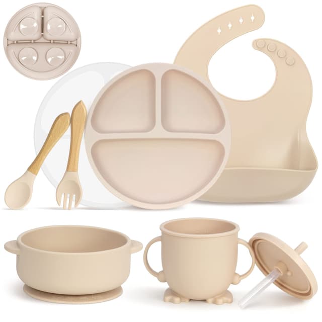 👶🍽️ MOJINL Silikon Baby Geschirrset 7-teilig 🍼🥣