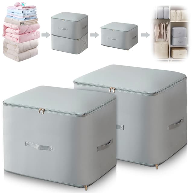 FIVAVA Platzsparender Komprimierender Organizer - Aufbewahrungstasche (2 Stück XL) Grau