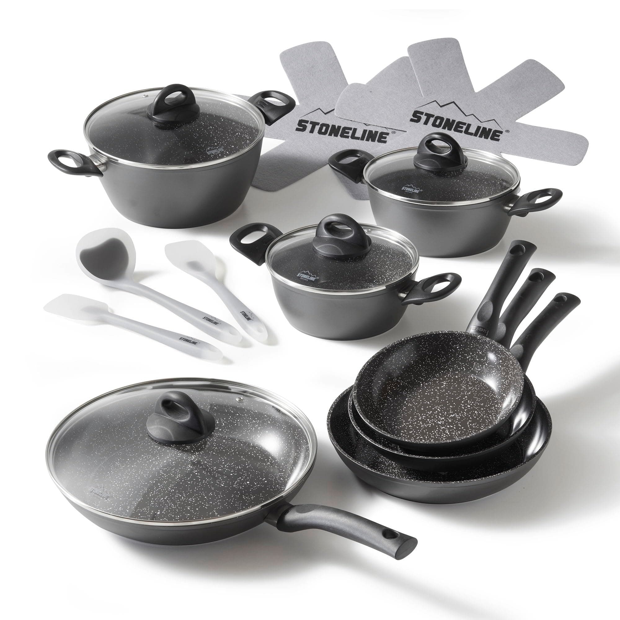 STONELINE Ceramic Keramikpfanne Töpfe Set 16 teilig 18/20/24/28 cm Töpfe Pfannen PFAS-frei Topfset Pfannenset