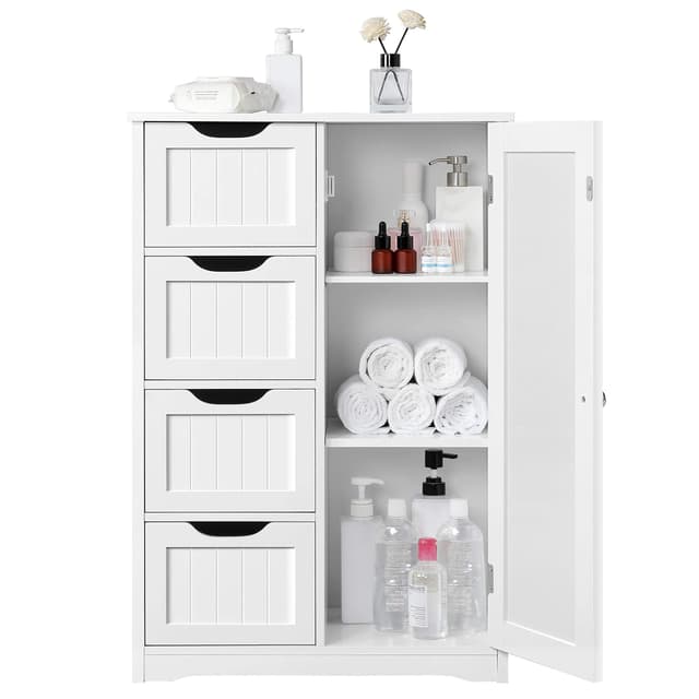 Yaheetech Badezimmerschrank mit 4 Schubladen und Tür 🛁🏡