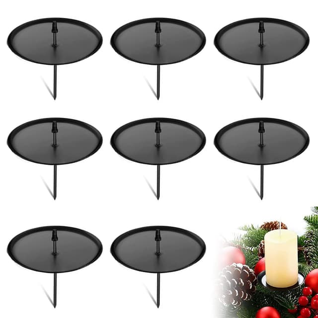 Adventskranz Kerzenhalter, 8 Stück Metall Kerzenleuchter 6cm, Advent Kerzenteller, Kerzenhalter Adventskranz Kerzenstecker für Advent Tisch Deko (Schwarz) 🕯️✨