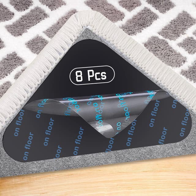 👍🏼 Verbessern Sie das Gleiten Ihres Teppichs mit diesem Set von 8 waschbaren Antirutschmatten - Color-8!