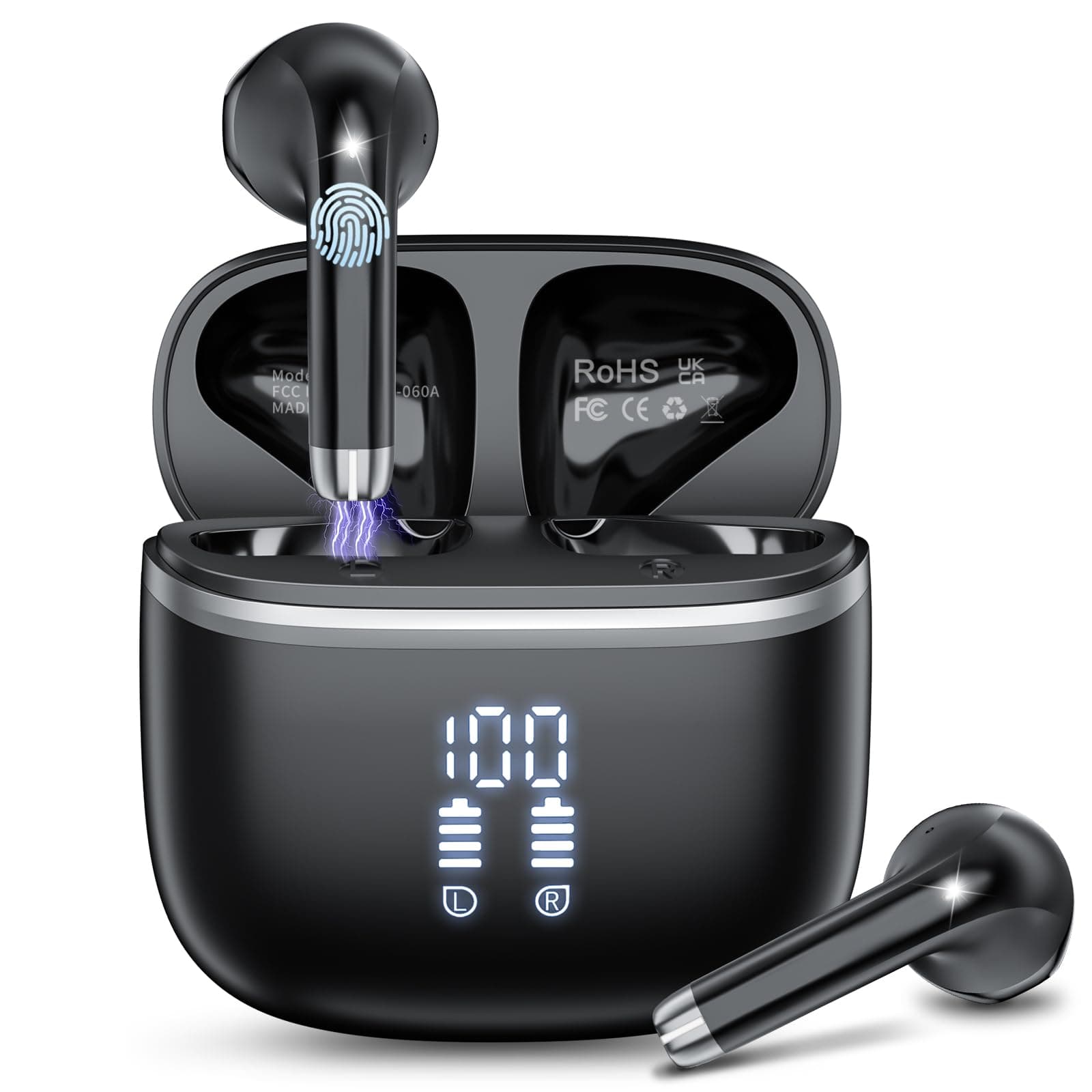 🎧 Bluetooth Kopfhörer | Kabellos Bluetooth 5.4 | In Ear | 4 ENC Noise Cancelling Mic | 40H Spielzeit | IP7 Wasserdicht | Schwarz 2025 Upgrade