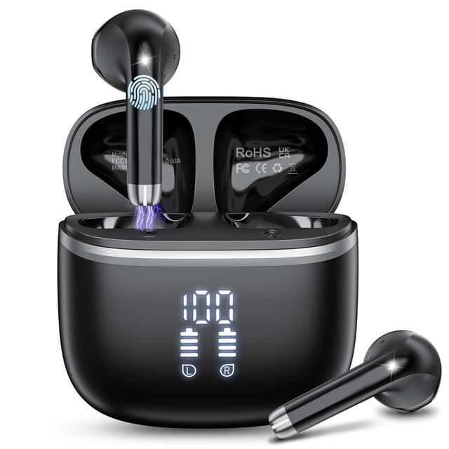 🎧 Bluetooth Kopfhörer | Kabellos Bluetooth 5.4 | In Ear | 4 ENC Noise Cancelling Mic | 40H Spielzeit | IP7 Wasserdicht | Schwarz 2025 Upgrade