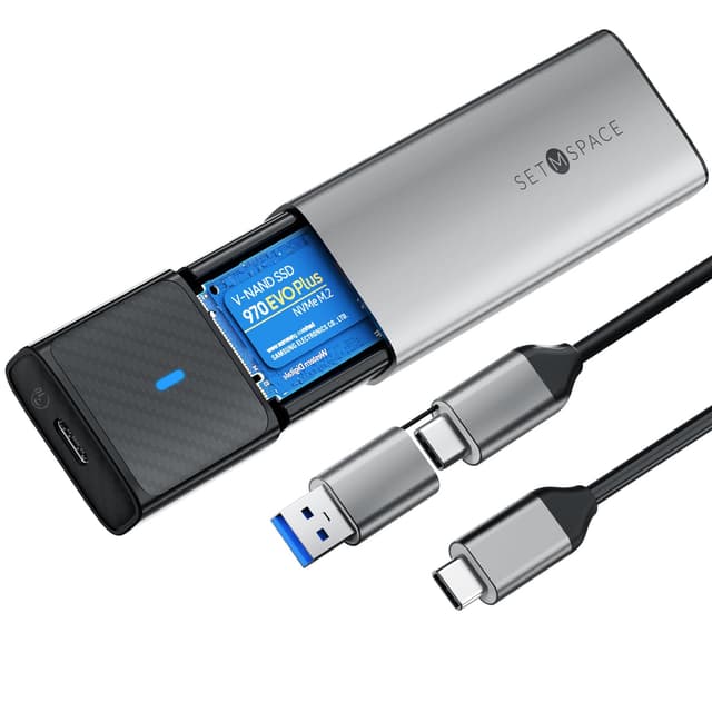 NVMe Gehäuse [Werkzeuglos] - SETMSPACE M2 SSD Gehäuse [NVMe & SATA]