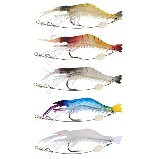 🎣 Premium-Qualität Garnelenköder Set | 5 Stück | 3.54in/0.21oz | Angelhaken | Luminous Design