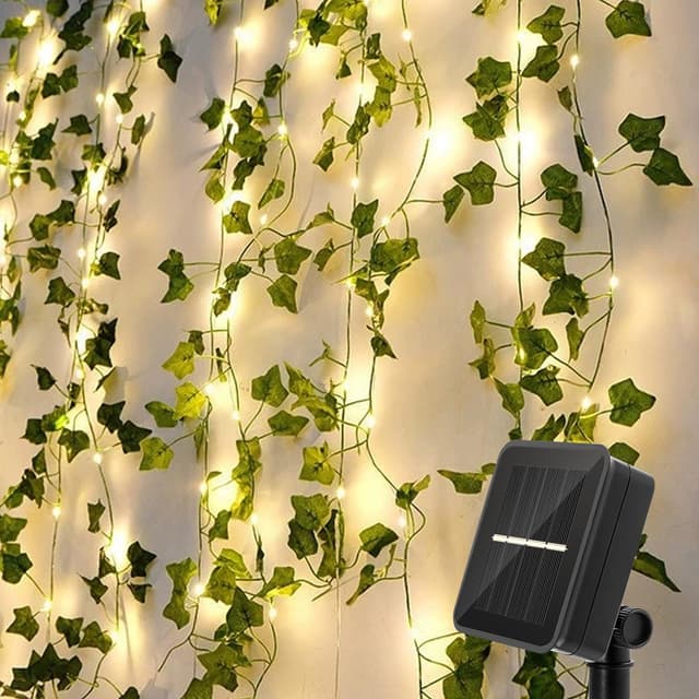 🌿🌟 Bigzom Efeu Lichterkette Solar 60LED Solar Efeu Künstlich mit Lichterkette 6m 🌟🌿