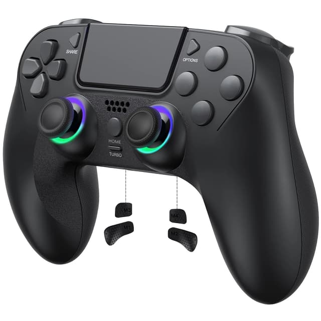 🎮 Wireless Controller für PS4 | Joystick für PS4/Pro/Slim Konsole | Doppelte Vibration | RGB-LED Schwarz