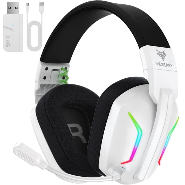 WESEARY WG1 Bluetooth Headset, 2,4G Gaming Headset Wireless mit Mikrofon - Kosmisches Weiß 🎧⚡