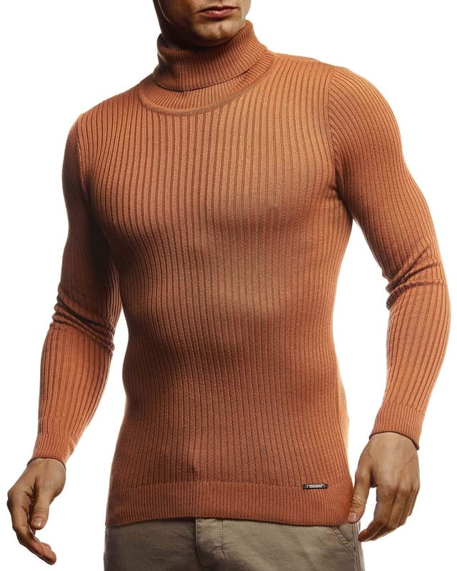 Leif Nelson Rollkragenpullover Herren Strickpullover | Männer Pullover XL Rot-braun 😎👕