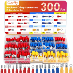 Gorffy Kabelschuhe 300 Pcs, Flachsteckhülsen Sortiment 0,5-6,0mm², Elektro Flachstecker, KFZ Quetschverbinder Set 🛠️