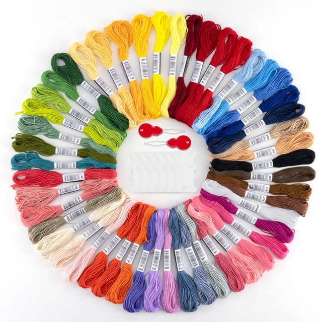50 Farben Stickgarn Set 🌈 Embroidery Floss Multifarben Weicher Polyester