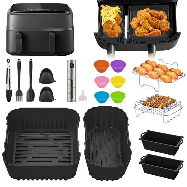 Airfryer Zubehör für Philips Airfryer 3000 Dual Basket Serie NA350/00, BPA-Frei 24 Stück Heißluftfritteuse Zubehör Set 🌟