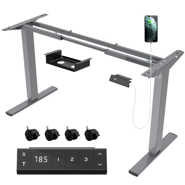 🌟 JUMMICO Höhenverstellbarer Schreibtisch Gestell mit USB-Buchse und Kabelwanne 🌟