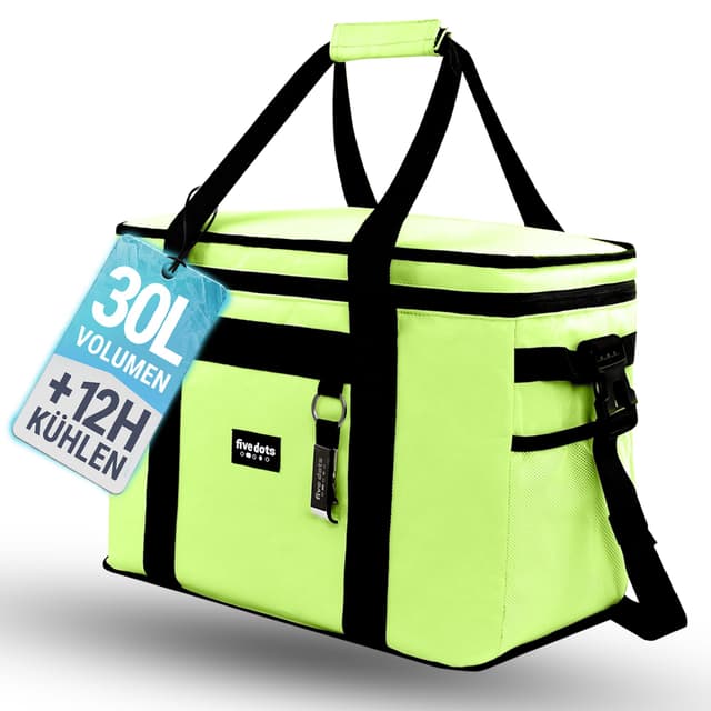 🌿🥪 Five Dots Kühltasche Auto 30l +12h Kühlung | Lunchbag & Picknicktasche 🌞