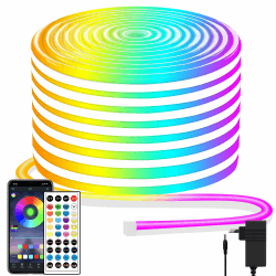 🌈🎵 Seegrass LED Neon Licht Streifen 15m, DC 24V RGB LED Neon Licht Streifen APP Fernbedienung Steuerung Flexibel Outdoor Wasserdicht Neon LED Streifen Lichter für Schlafzimmer, Spielzimmer, Outdoor Dekor 🌟