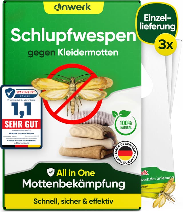 🦋🌿 anwerk® Schlupfwespen gegen Kleidermotten - Effektiv & Umweltfreundlich