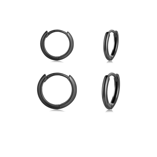 CERSLIMO Creolen Silber 925 Set - Klein Creolen Set Schwarz 8/10mm