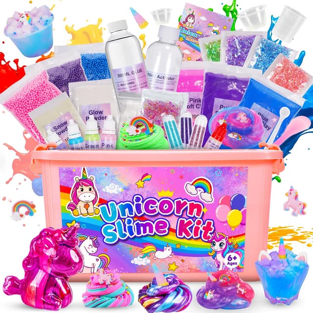 🦄 iKidiki Einhorn Schleim Selber Machen Set | Kinder Geschenk Mädchen 6-12 Jahre | DIY Slime Spielzeug