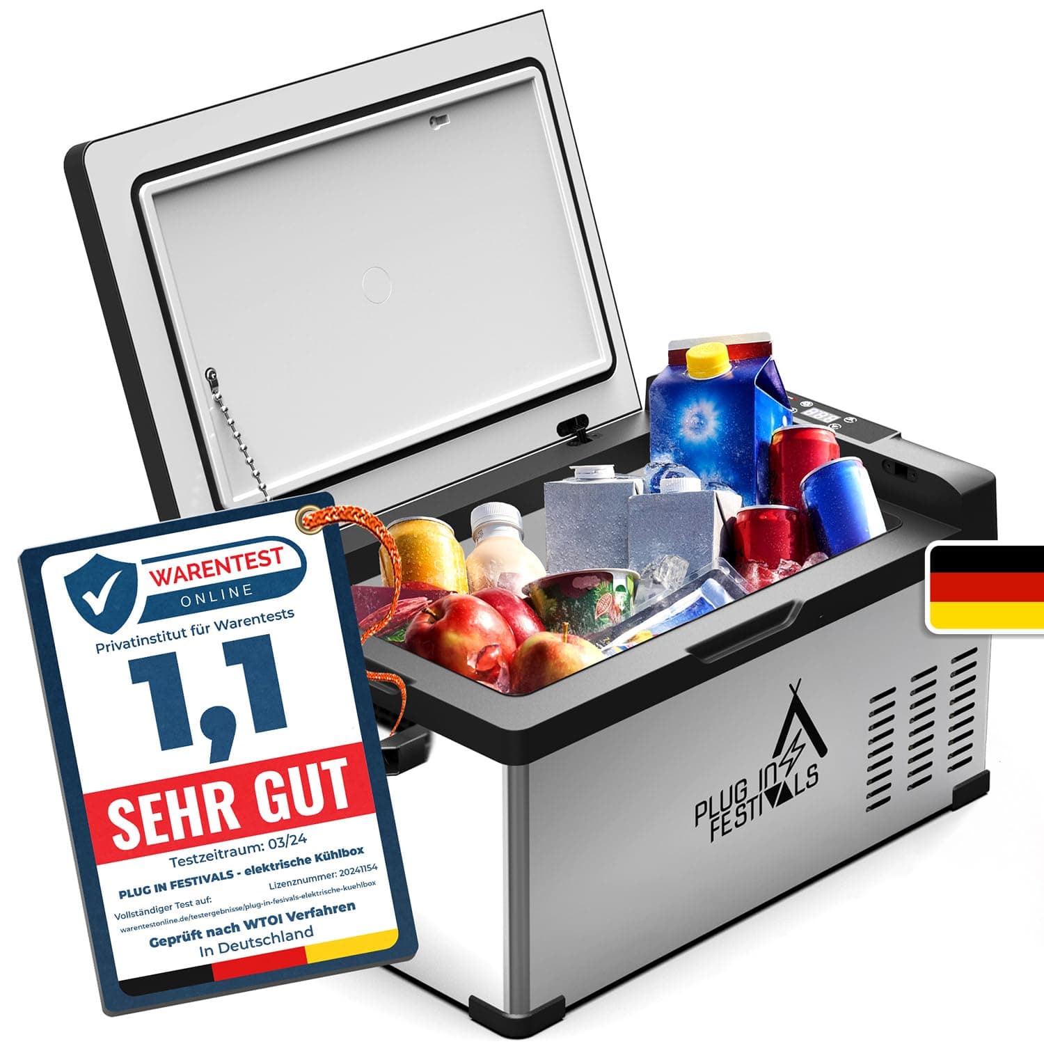 🌟 PLUG IN FESTIVALS - Elektrische Kühlbox - Kompressor Gefrierbox bis -20 Grad - Camping Kühlschrank 🌟