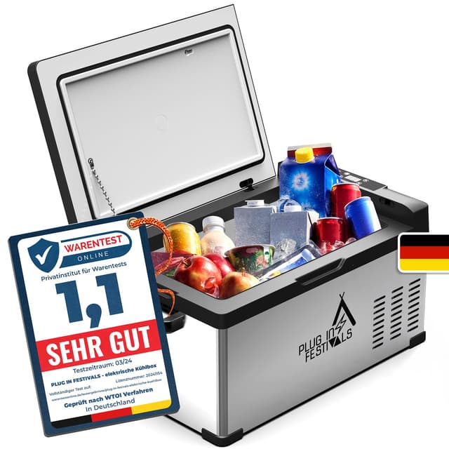 🌟 PLUG IN FESTIVALS - Elektrische Kühlbox - Kompressor Gefrierbox bis -20 Grad - Camping Kühlschrank 🌟