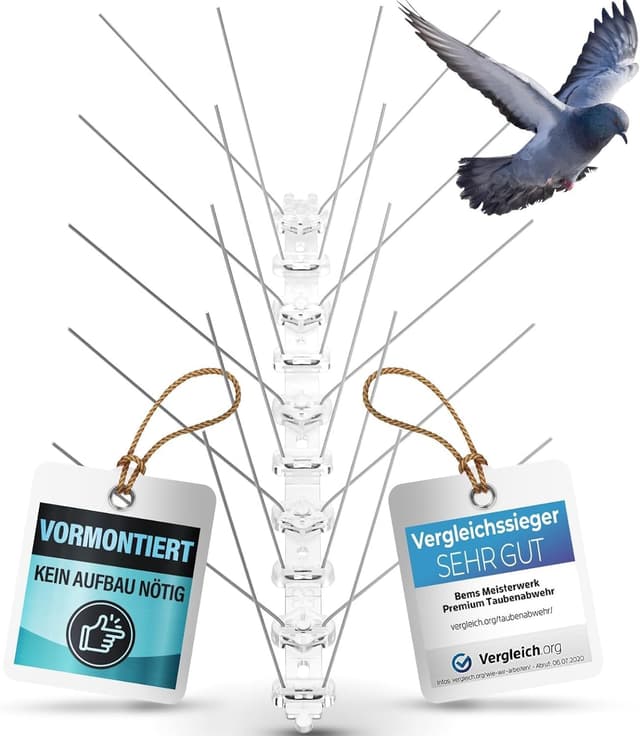 Taubenabwehr Spikes VORMONTIERT 1m - Test SEHR GUT - Edelstahl Vogelabwehr Spikes