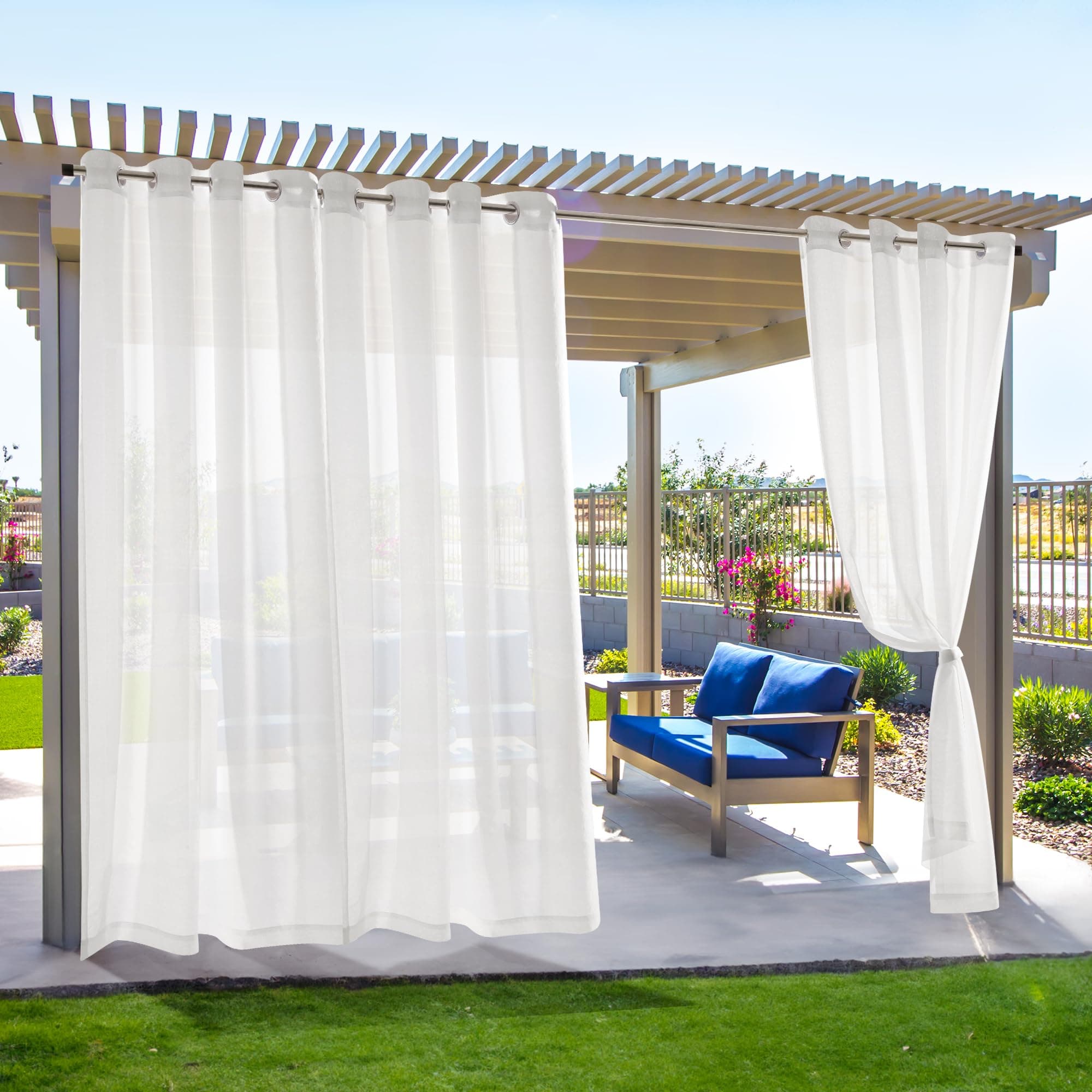 🌞 Deconovo Outdoor Vorhänge - 2er Set H214 x B140 cm - Transparent & Wasserdicht - Weiß 🏡