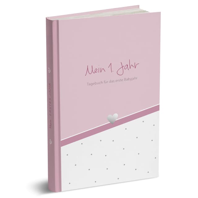 mintkind® Babyalbum 'Dein erstes Lebensjahr' A5 Rosa | Baby Fotoalbum zum Selbstgestalten 💕🍀