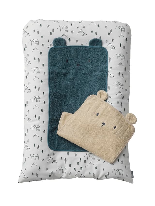 🌟 ANGEBOT: VERTBAUDET Wickelauflage + 2 Wickelunterlagen HYGGE beige bedruckt 72 x 49 cm 🌟