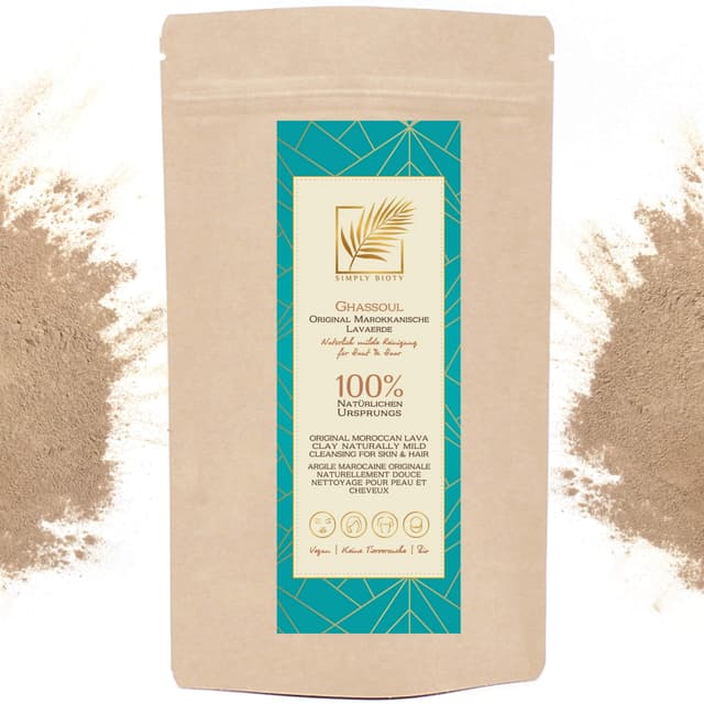 Simply Bioty Lavaerde 1kg Original Ghassoul - Bio vegane Wascherde Tonerde