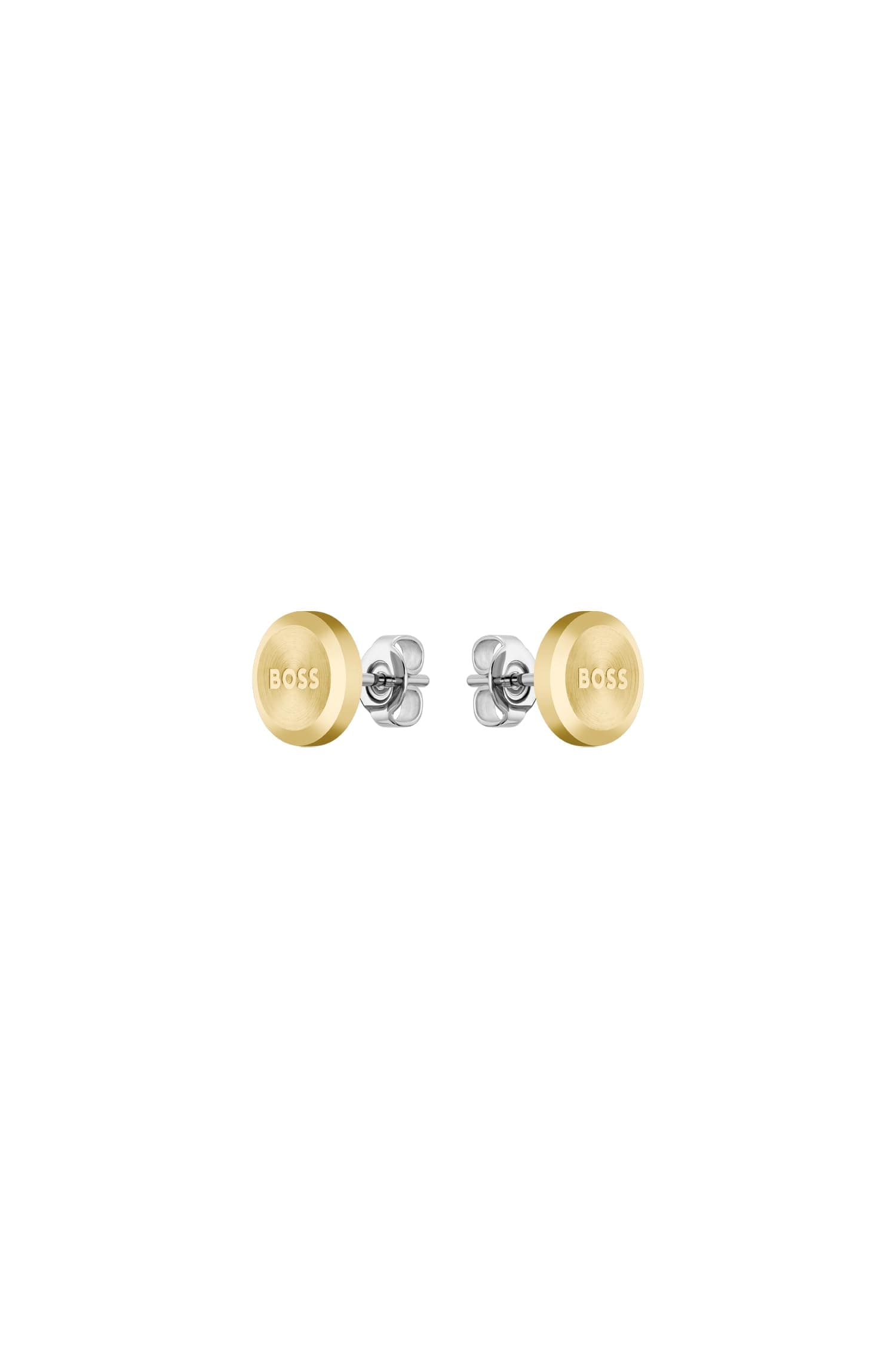 BOSS Jewelry Herren Ohrstecker Kollektion YANN aus Edelstahl Gelbgold 😎