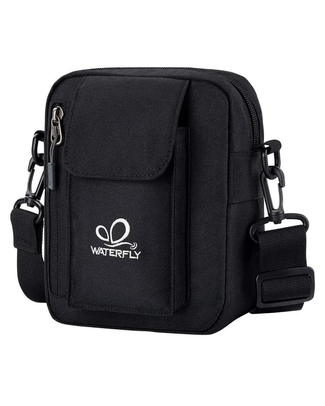 🎒 WATERFLY Umhängetasche Schultertasche Messenger Bag: Herrentasche Zum Umhängen Klein Herren Handy Sling Tasche Männer Shoulder Crossbag Brusttasche Damen Crossbody Handytasche Schwarz - Angebot