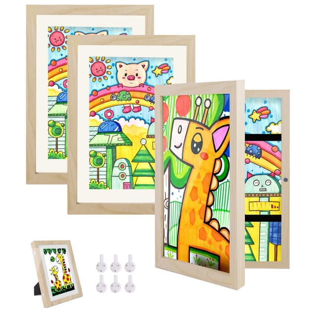 🎨 Hipsignal Kinder Bilderrahmen, 3 Stück A4 Befüllbare Bilderrahmen für Kinder 🖼️