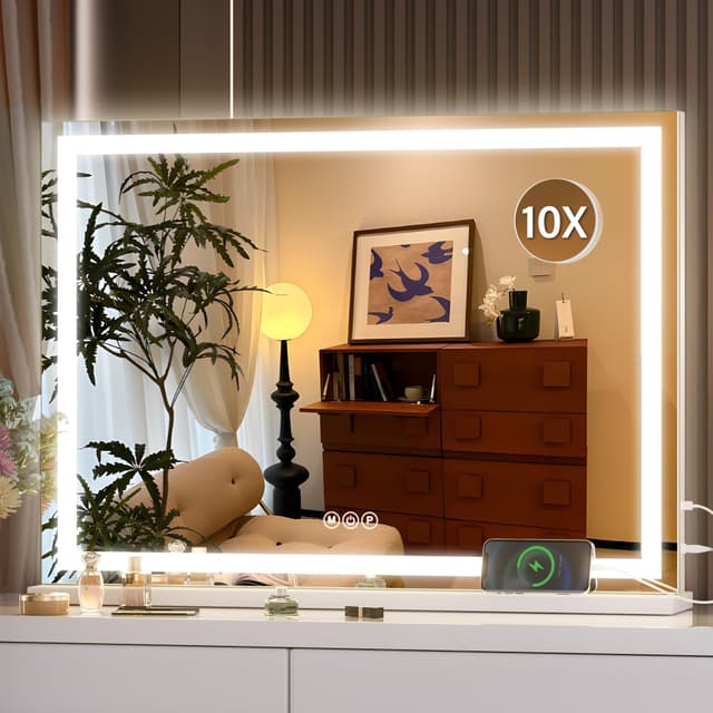 HASIPU Kosmetikspiegel mit Lichtern, 70 x 50cm LED-Make-up-Spiegel 😍
